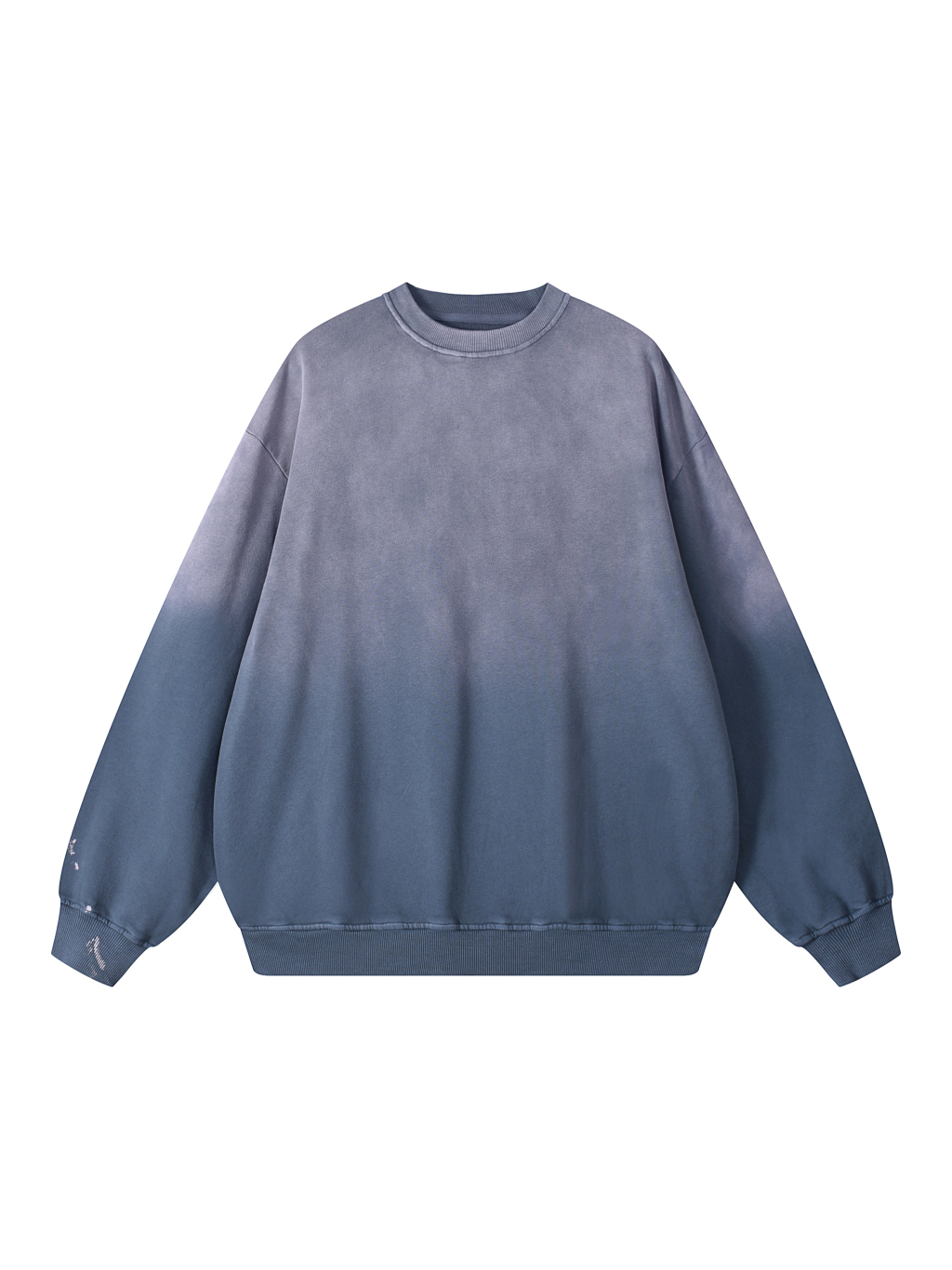 Effortless Athleisure Pure Cotton Handcrafted Monkey Wash Drop-Shoulder Sweatshirt - Thumbnail Image